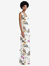 Side View Thumbnail - Butterfly Botanica Ivory Convertible Tie-Shoulder Empire Waist Maxi Dress