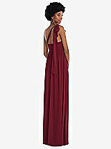 Alt View 3 Thumbnail - Burgundy Convertible Tie-Shoulder Empire Waist Maxi Dress