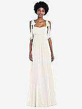 Front View Thumbnail - Ivory Convertible Tie-Shoulder Empire Waist Maxi Dress