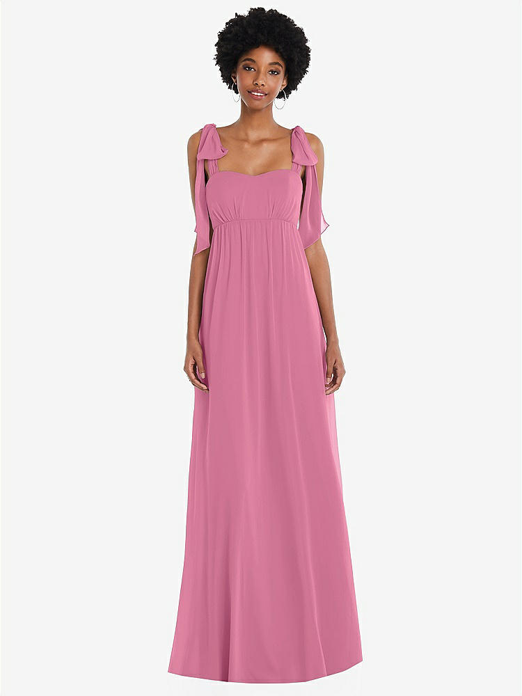 Draped Chiffon Grecian Column Gown with Convertible Straps