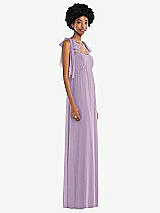 Side View Thumbnail - Pale Purple Convertible Tie-Shoulder Empire Waist Maxi Dress