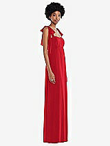 Side View Thumbnail - Parisian Red Convertible Tie-Shoulder Empire Waist Maxi Dress