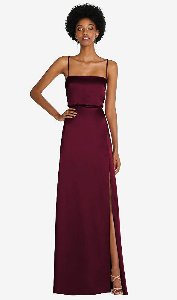 Front View - Cabernet Low Tie-Back Maxi Dress with Adjustable Skinny Straps