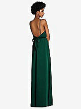Rear View Thumbnail - Hunter Green Low Tie-Back Maxi Dress with Adjustable Skinny Straps