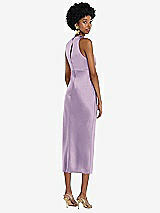 Rear View Thumbnail - Pale Purple Jewel Neck Sleeveless Midi Dress with Bias Skirt