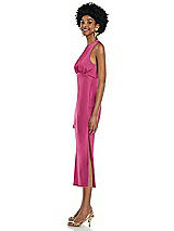 Side View Thumbnail - Tea Rose Jewel Neck Sleeveless Midi Dress with Bias Skirt