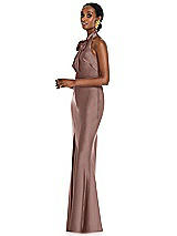 Side View Thumbnail - Sienna Scarf Tie Stand Collar Maxi Dress with Front Slit