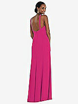 Rear View Thumbnail - Think Pink Criss Cross Halter Princess Line Trumpet Gown