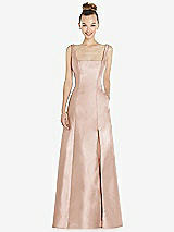 Front View Thumbnail - Cameo Sleeveless Square-Neck Princess Line Gown with Pockets