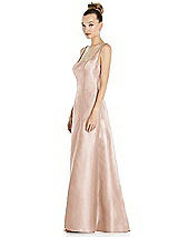 Side View Thumbnail - Cameo Sleeveless Square-Neck Princess Line Gown with Pockets