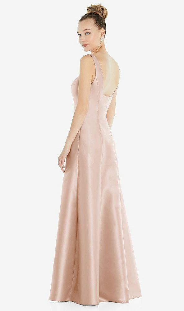 Back View - Cameo Sleeveless Square-Neck Princess Line Gown with Pockets