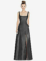 Front View Thumbnail - Pewter Sleeveless Square-Neck Princess Line Gown with Pockets