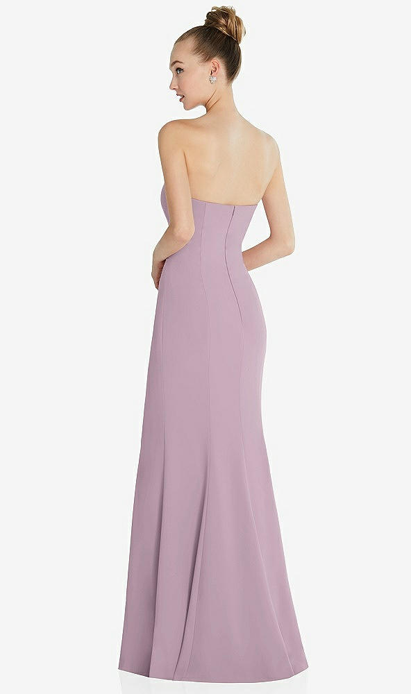 Back View - Suede Rose Strapless Princess Line Crepe Mermaid Gown