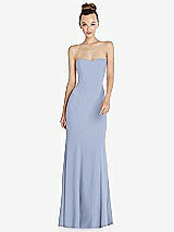 Front View Thumbnail - Sky Blue Strapless Princess Line Crepe Mermaid Gown