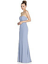 Side View Thumbnail - Sky Blue Strapless Princess Line Crepe Mermaid Gown