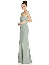 Side View Thumbnail - Willow Green Strapless Princess Line Crepe Mermaid Gown