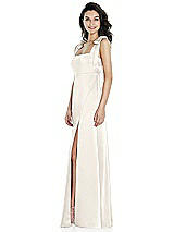 Side View Thumbnail - Ivory Flat Tie-Shoulder Empire Waist Maxi Dress with Front Slit