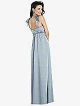 Rear View Thumbnail - Mist Flat Tie-Shoulder Empire Waist Maxi Dress with Front Slit
