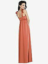 Rear View Thumbnail - Terracotta Copper Flat Tie-Shoulder Empire Waist Maxi Dress with Front Slit