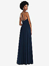 Rear View Thumbnail - Midnight Navy Scoop Neck Convertible Tie-Strap Maxi Dress with Front Slit