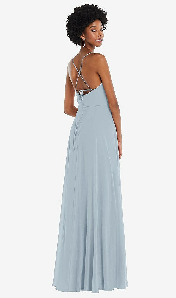 Back View - Mist Scoop Neck Convertible Tie-Strap Maxi Dress with Front Slit