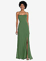 Alt View 1 Thumbnail - Vineyard Green Scoop Neck Convertible Tie-Strap Maxi Dress with Front Slit