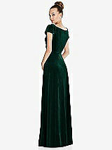 Rear View Thumbnail - Evergreen Cap Sleeve Faux Wrap Velvet Maxi Dress with Pockets