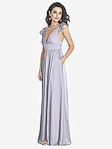 Side View Thumbnail - Silver Dove Deep V-Neck Ruffle Cap Sleeve Maxi Dress with Convertible Straps