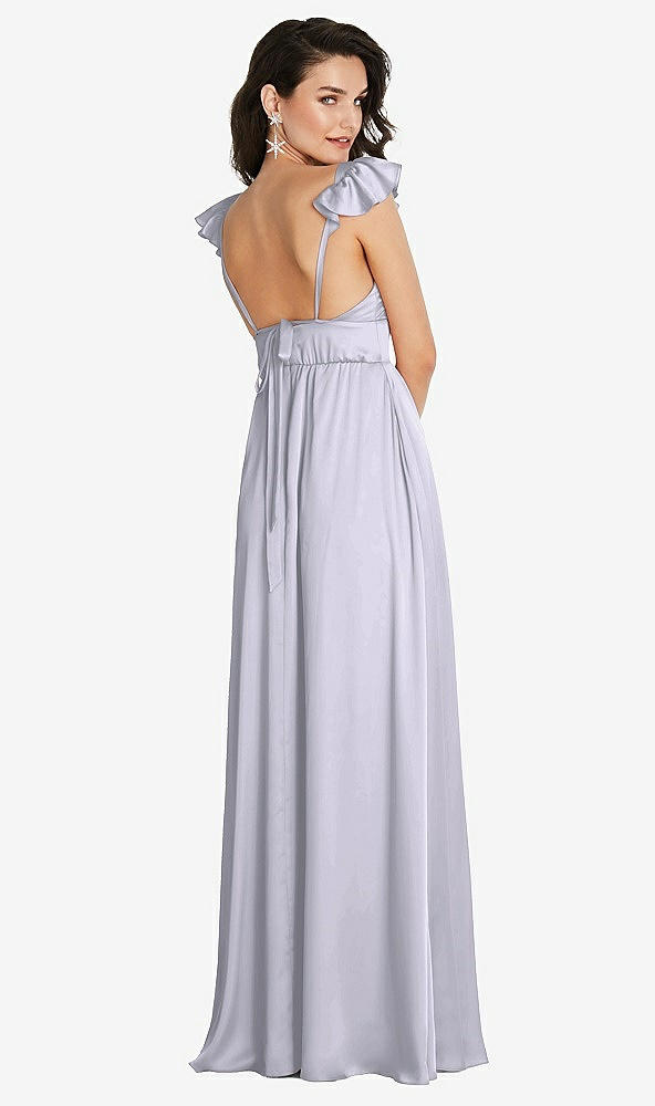 Back View - Silver Dove Deep V-Neck Ruffle Cap Sleeve Maxi Dress with Convertible Straps