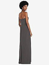 Rear View Thumbnail - Caviar Gray Strapless Sweetheart Maxi Dress with Pleated Front Slit 