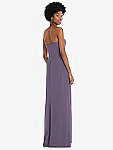 Rear View Thumbnail - Lavender Strapless Sweetheart Maxi Dress with Pleated Front Slit 