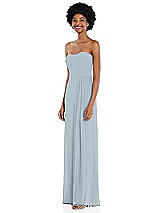 Side View Thumbnail - Mist Strapless Sweetheart Maxi Dress with Pleated Front Slit 