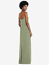 Rear View Thumbnail - Sage Strapless Sweetheart Maxi Dress with Pleated Front Slit 