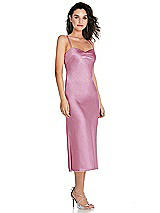 Side View Thumbnail - Powder Pink Open-Back Convertible Strap Midi Bias Slip Dress