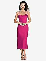 Front View Thumbnail - Think Pink Open-Back Convertible Strap Midi Bias Slip Dress