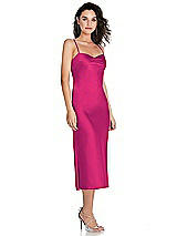 Side View Thumbnail - Think Pink Open-Back Convertible Strap Midi Bias Slip Dress