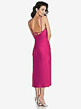 Rear View Thumbnail - Think Pink Open-Back Convertible Strap Midi Bias Slip Dress