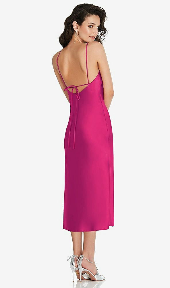 Back View - Think Pink Open-Back Convertible Strap Midi Bias Slip Dress
