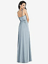 Rear View Thumbnail - Mist Skinny Tie-Shoulder Satin Maxi Dress with Front Slit