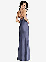 Rear View Thumbnail - French Blue Open-Back Convertible Strap Maxi Bias Slip Dress