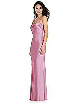 Side View Thumbnail - Powder Pink Open-Back Convertible Strap Maxi Bias Slip Dress