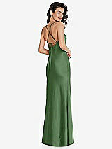 Rear View Thumbnail - Vineyard Green Open-Back Convertible Strap Maxi Bias Slip Dress