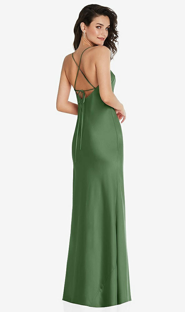 Back View - Vineyard Green Open-Back Convertible Strap Maxi Bias Slip Dress