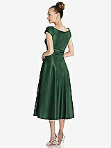 Rear View Thumbnail - Hampton Green Cap Sleeve Faux Wrap Satin Midi Dress with Pockets