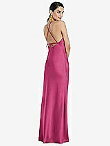 Rear View Thumbnail - Tea Rose Diamond Halter Bias Maxi Slip Dress with Convertible Straps