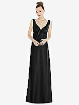 Alt View 1 Thumbnail - Black Convertible Strap Empire Waist Satin Maxi Dress