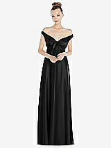 Alt View 2 Thumbnail - Black Convertible Strap Empire Waist Satin Maxi Dress