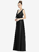 Front View Thumbnail - Black Convertible Strap Empire Waist Satin Maxi Dress