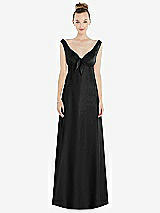 Side View Thumbnail - Black Convertible Strap Empire Waist Satin Maxi Dress