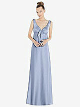 Alt View 1 Thumbnail - Sky Blue Convertible Strap Empire Waist Satin Maxi Dress
